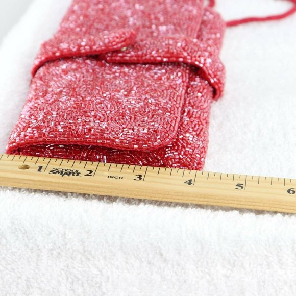 Preston & York Womens Crossbody Bag Red Glass Beaded Sling S - Picture 4 of 10